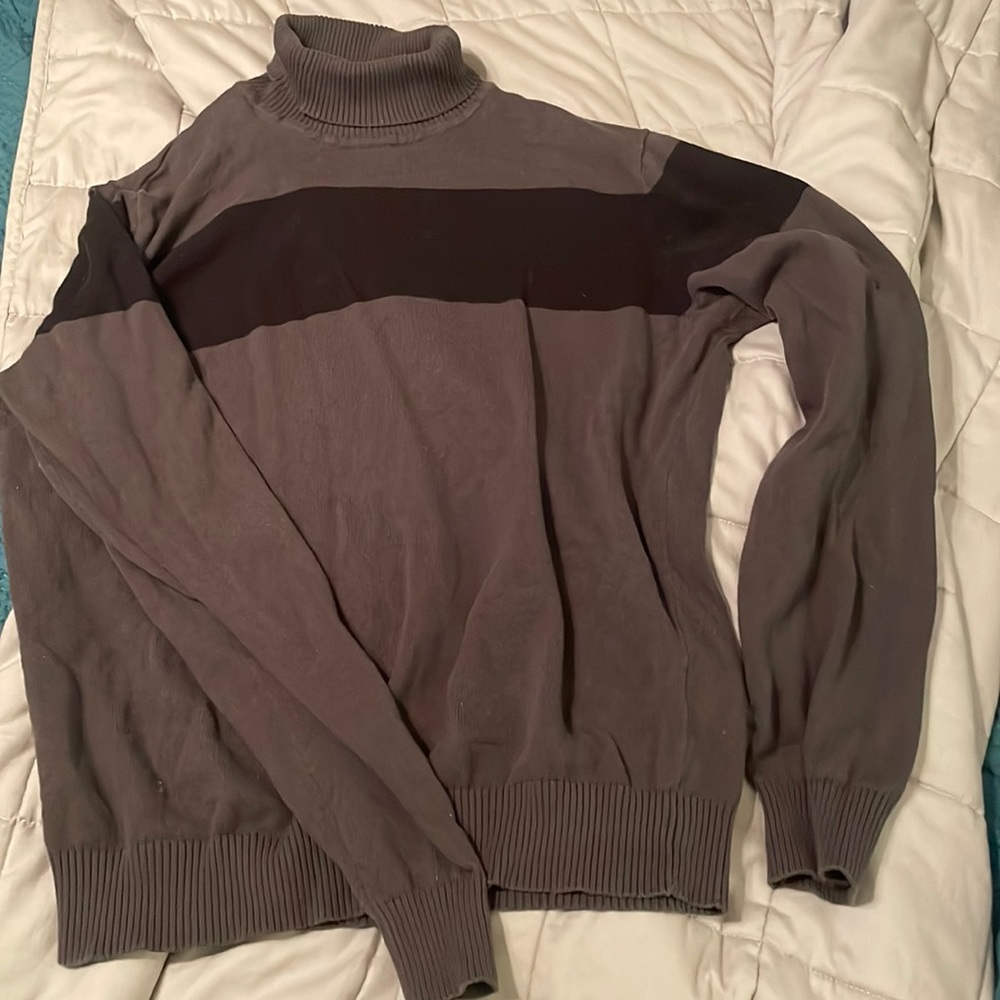 Unisex grey and black turtleneck sweater